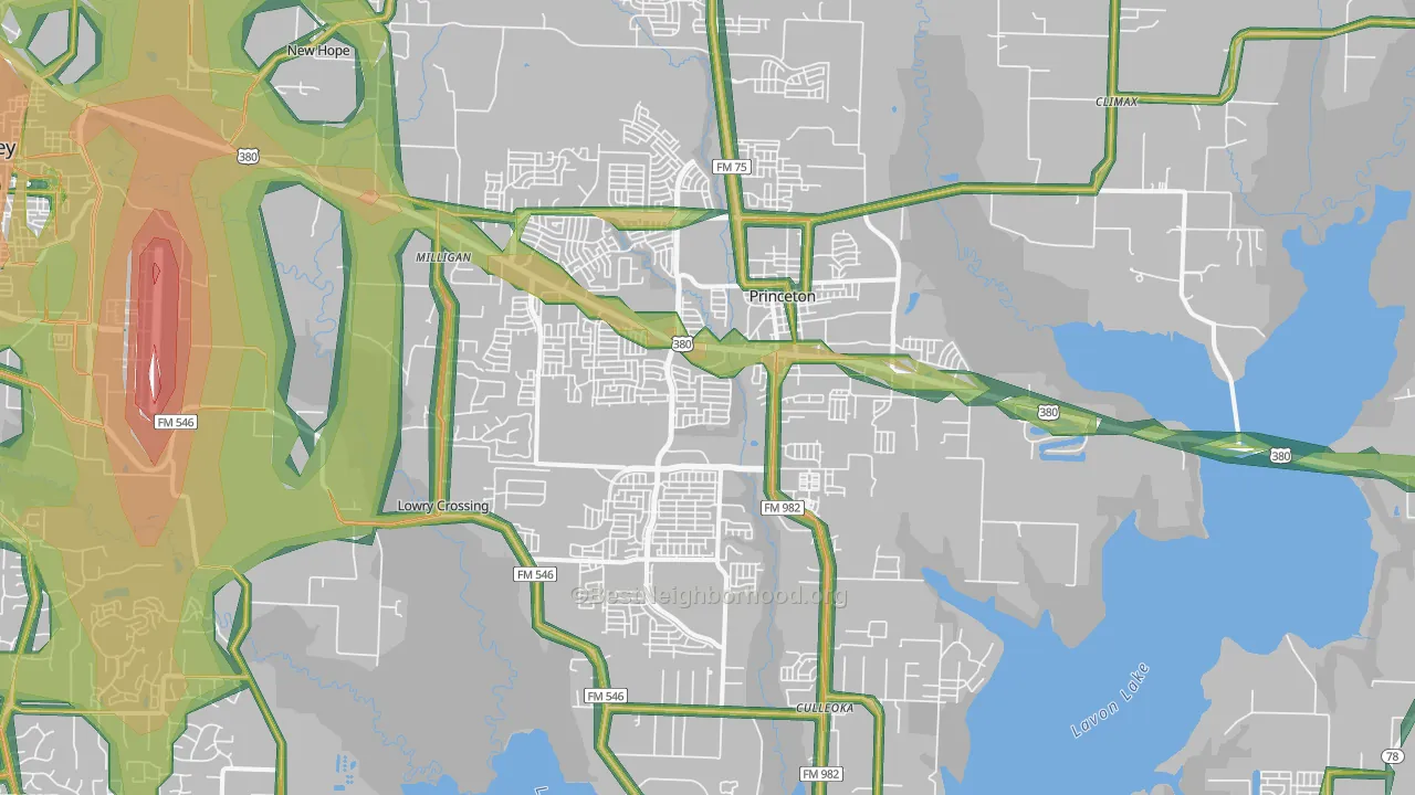 Princeton, TX Map of Noise Levels in Princeton