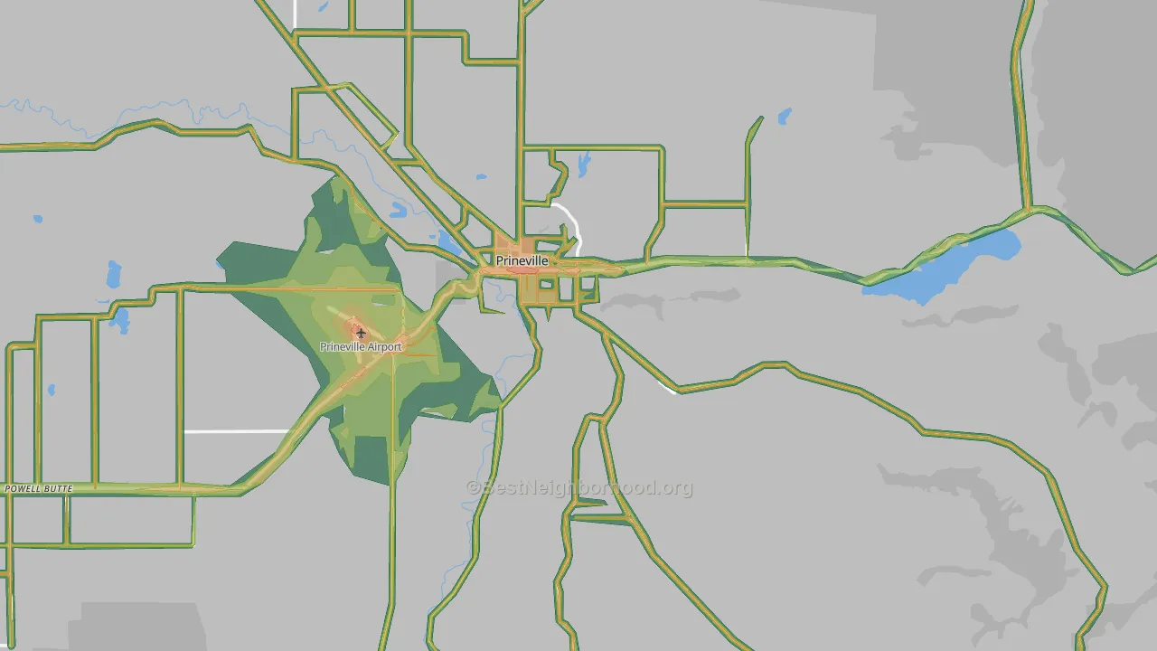 Prineville, OR Map of Noise Levels in Prineville