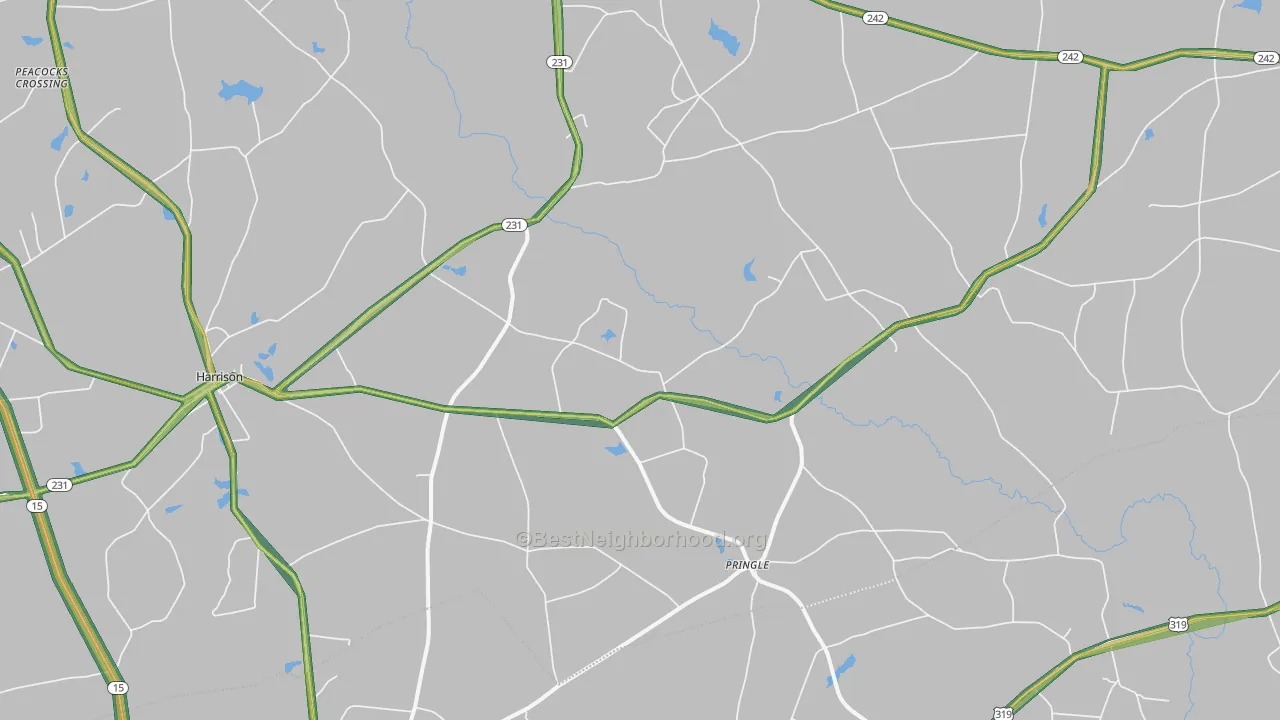 Pringle, GA Map of Noise Levels in Pringle