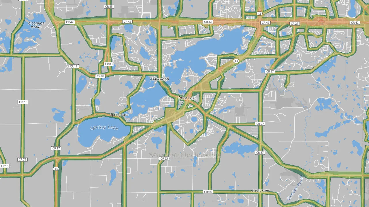 Prior Lake, MN Map of Noise Levels in Prior Lake