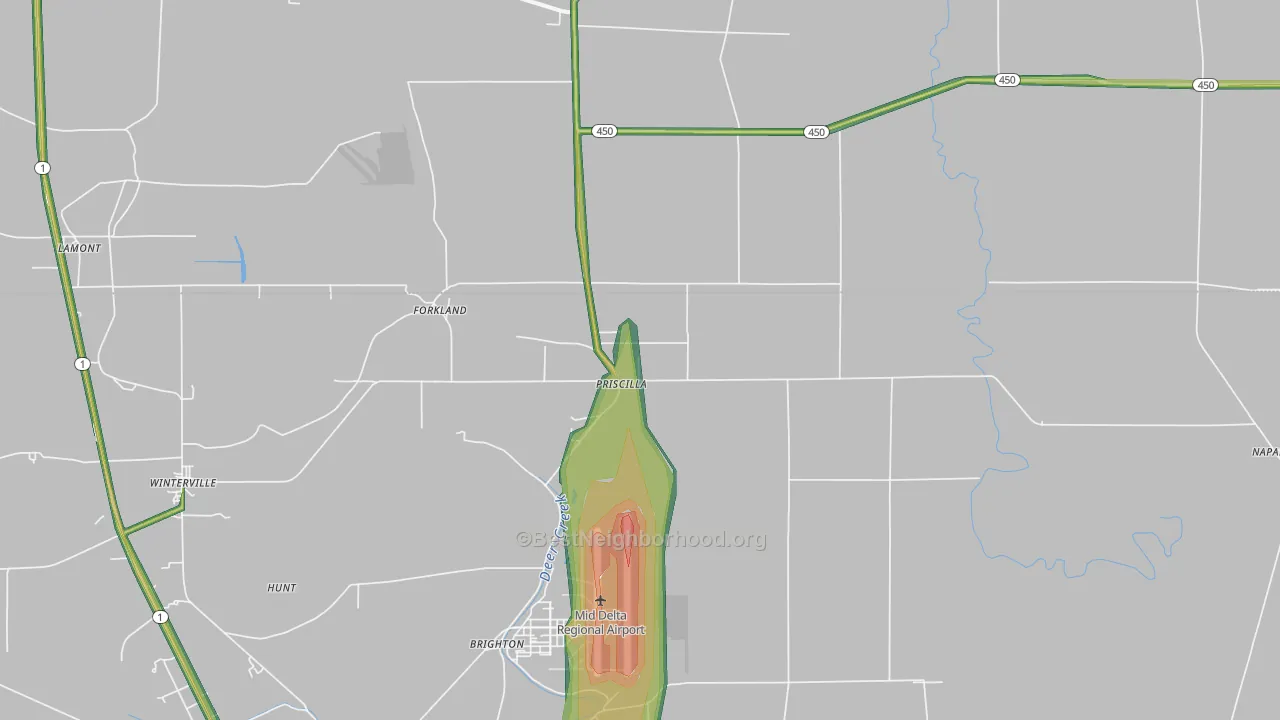 Priscilla, MS Map of Noise Levels in Priscilla