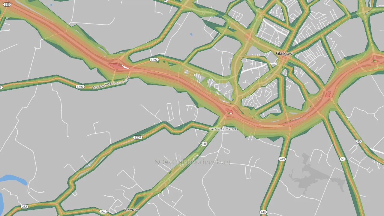 Pritchardsville, KY Map of Noise Levels in Pritchardsville