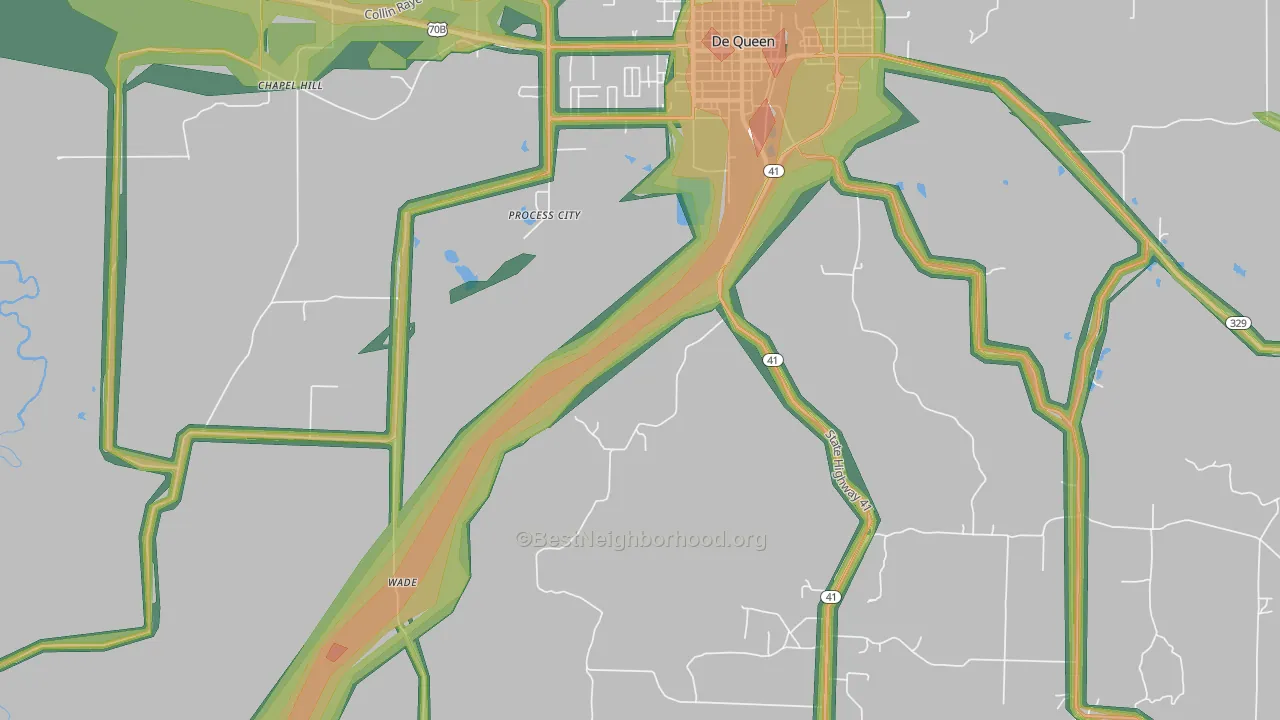Process City, AR Map of Noise Levels in Process City