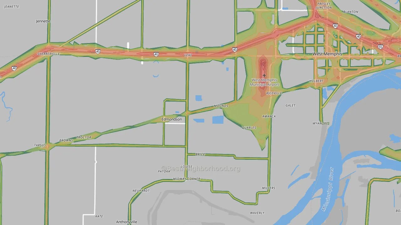 Proctor, AR Map of Noise Levels in Proctor