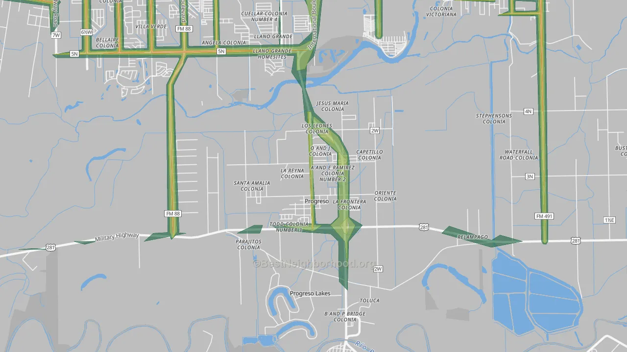 Progreso, TX Map of Noise Levels in Progreso