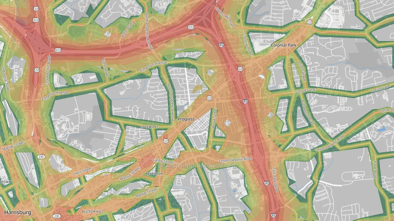 Progress, PA Map of Noise Levels in Progress