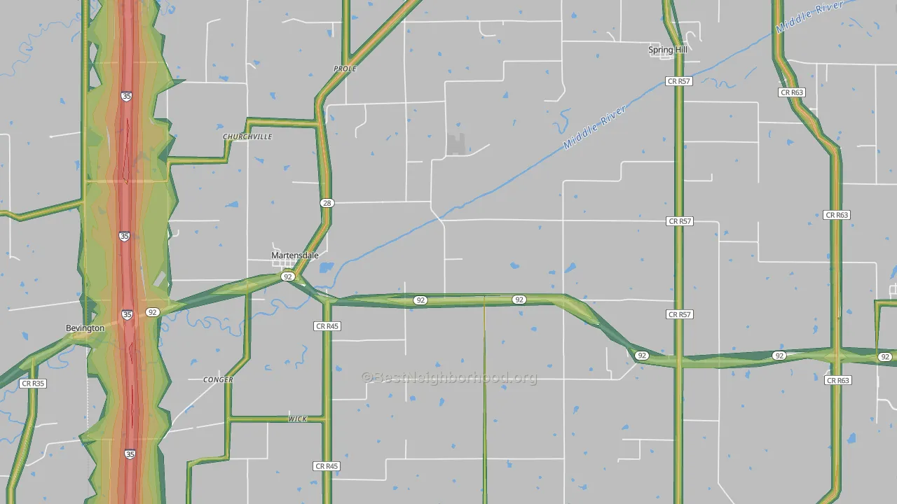 Prole, IA Map of Noise Levels in Prole