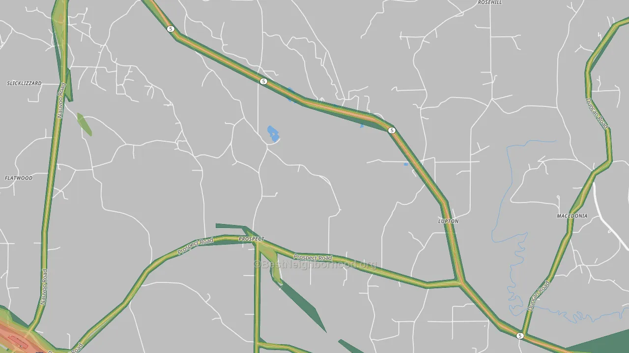 Prospect, AL Map of Noise Levels in Prospect