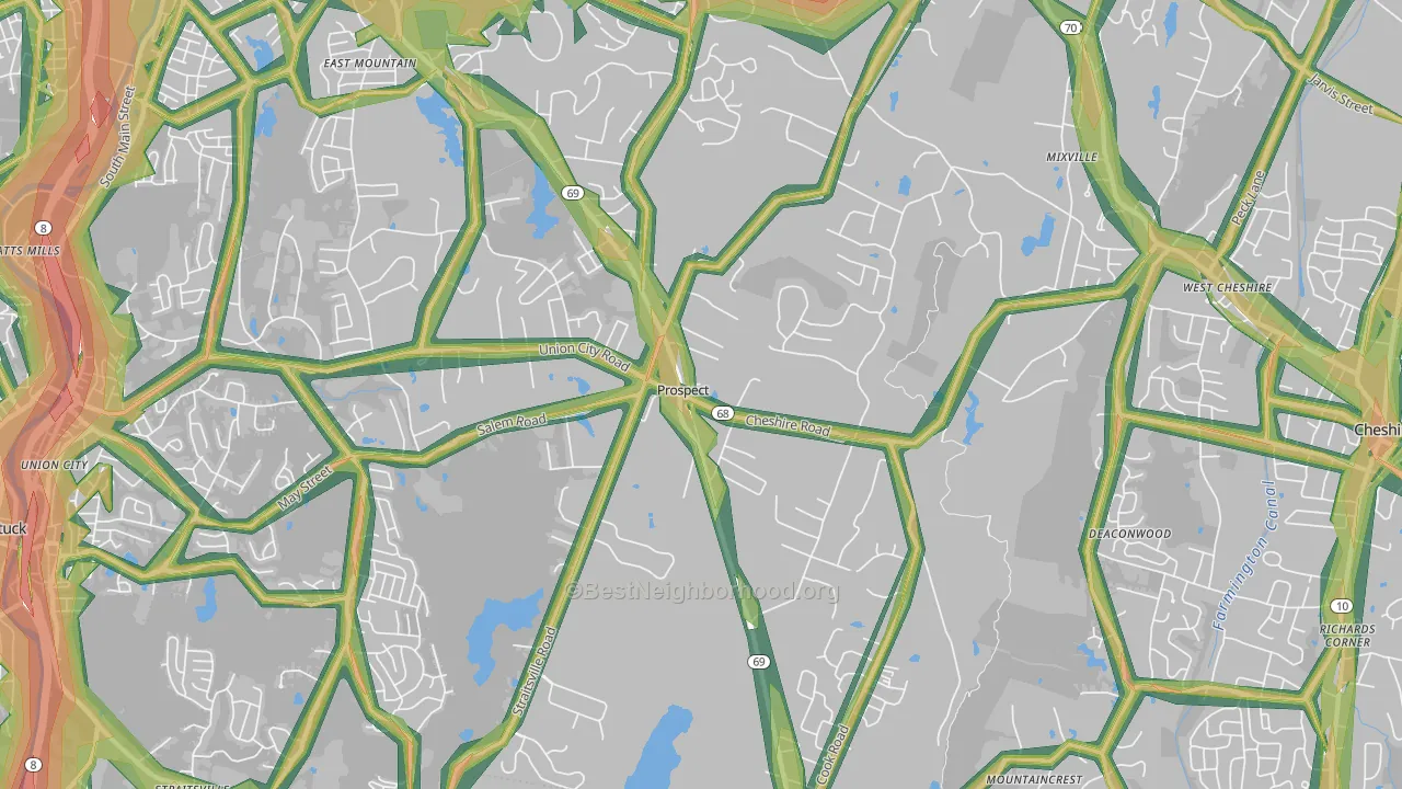 Prospect, CT Map of Noise Levels in Prospect