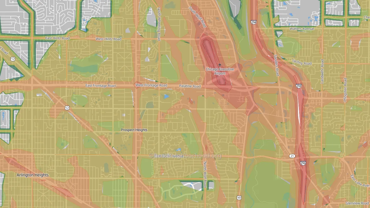 Prospect Heights, IL Map of Noise Levels in Prospect Heights