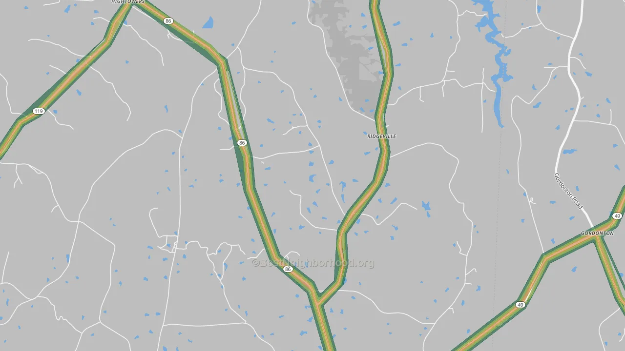 Prospect Hill, NC Map of Noise Levels in Prospect Hill