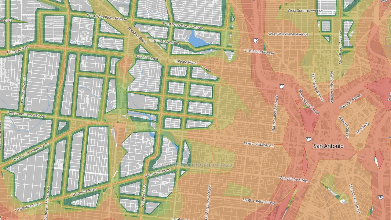 Prospect Hill, San Antonio, TX Map of Noise Levels in Prospect Hill