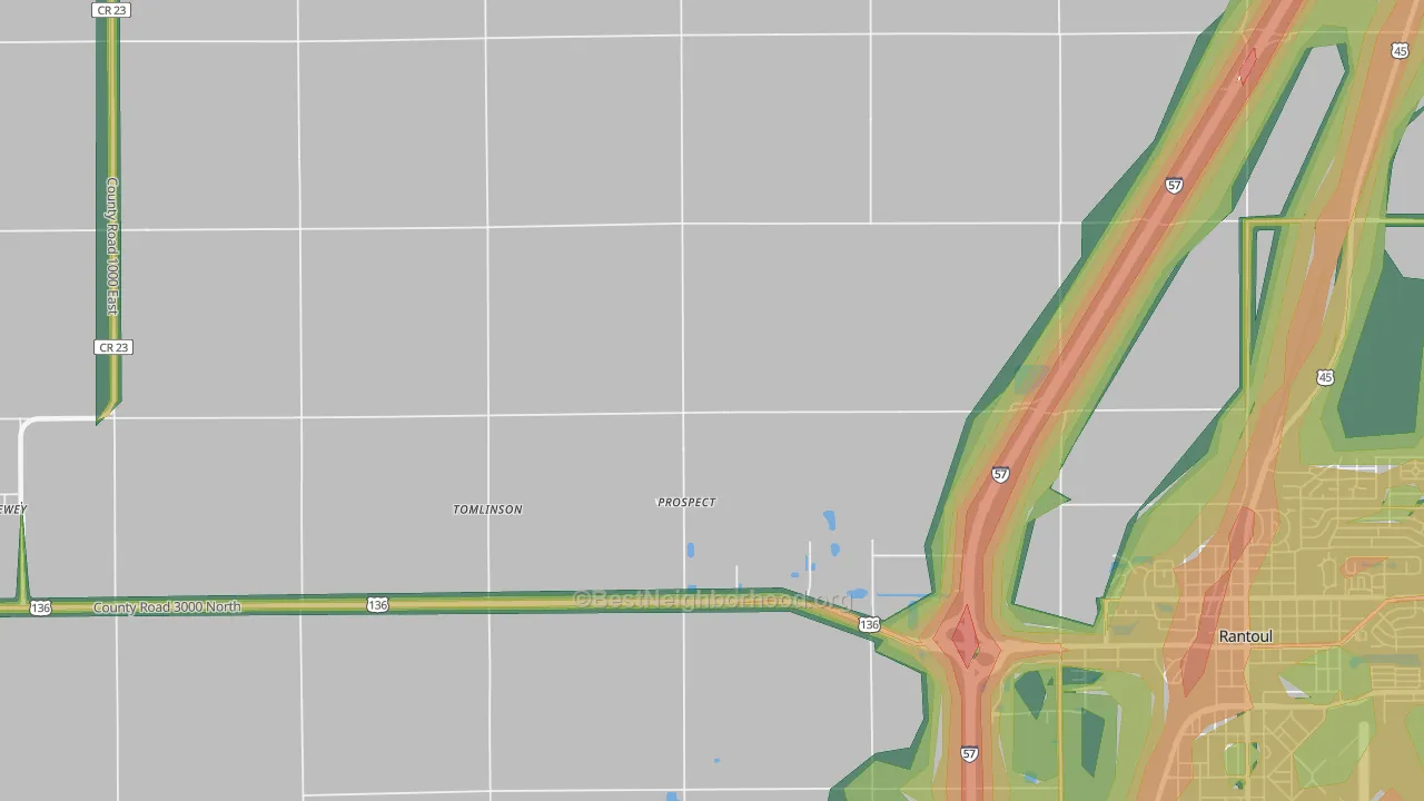 Prospect, IL Map of Noise Levels in Prospect