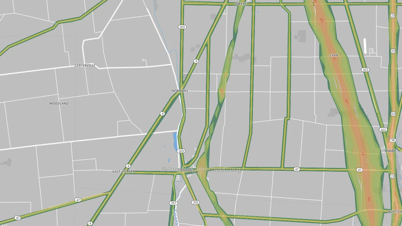 Prospect, OH Map of Noise Levels in Prospect