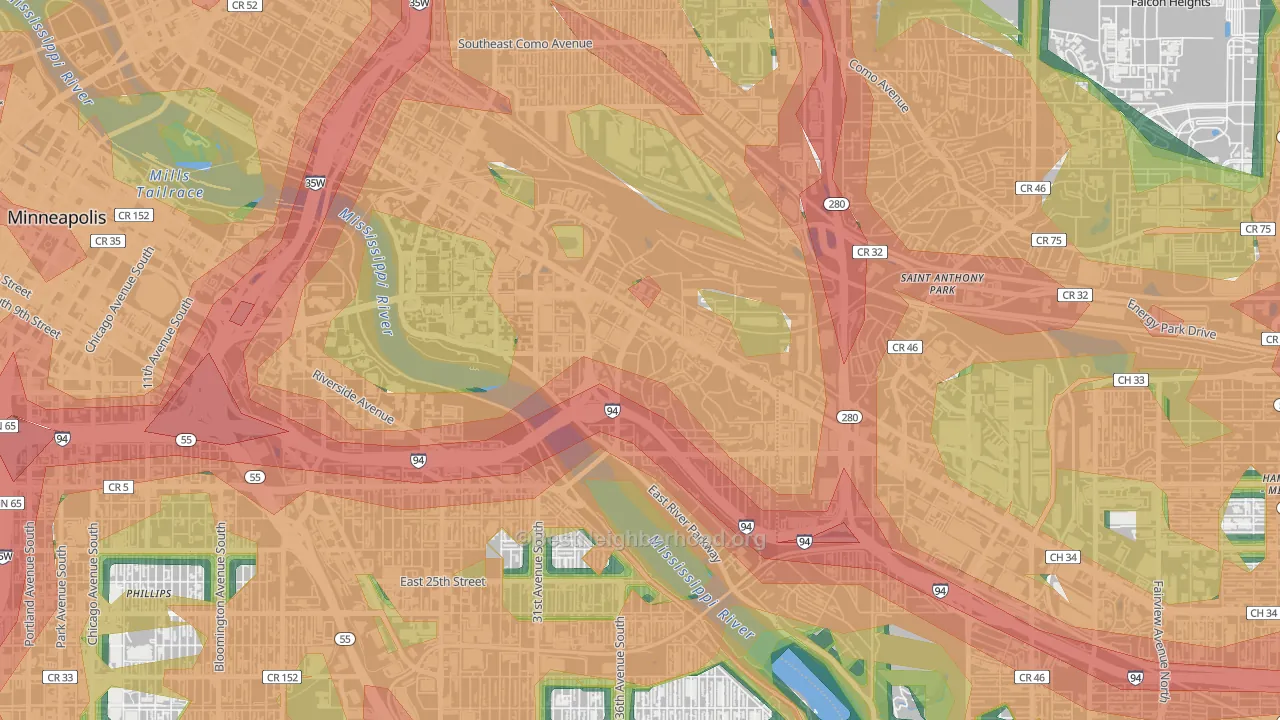 Prospect Park, Minneapolis, MN Map of Noise Levels in Prospect Park
