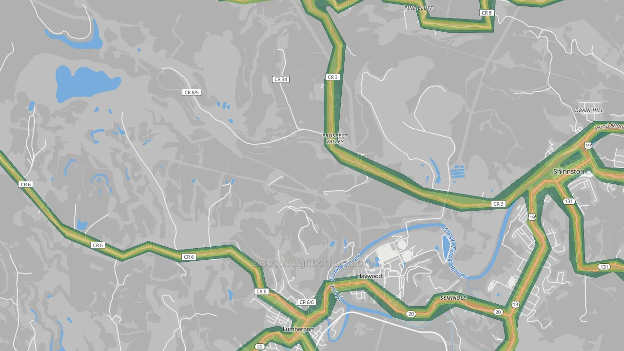 Prospect Valley, WV Map of Noise Levels in Prospect Valley