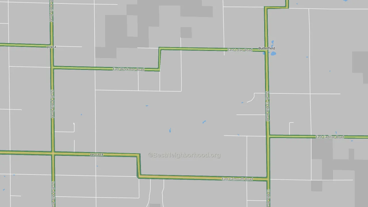 Prosper, MI Map of Noise Levels in Prosper