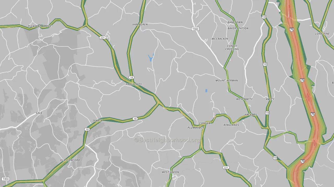 Prosperity, PA Map of Noise Levels in Prosperity