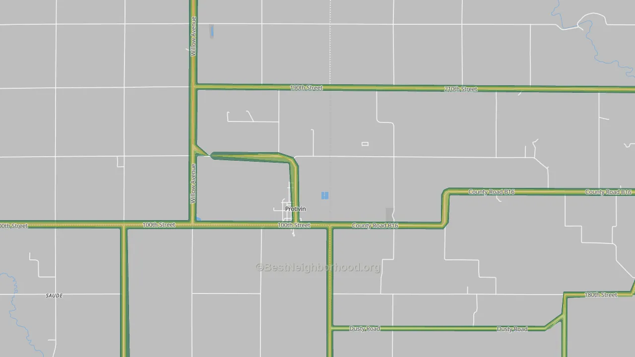 Protivin, IA Map of Noise Levels in Protivin