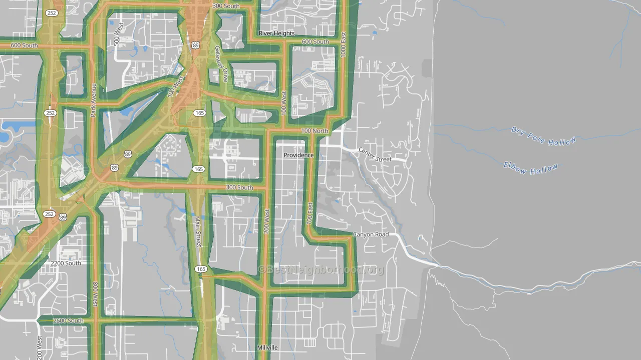 Providence, UT Map of Noise Levels in Providence