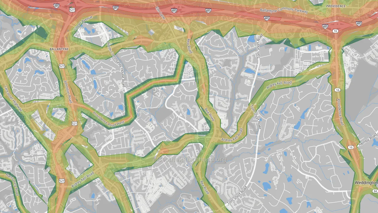 Provincetowne, Charlotte, NC Map of Noise Levels in Provincetowne