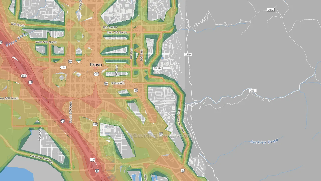 Provost, Provo, UT Map of Noise Levels in Provost
