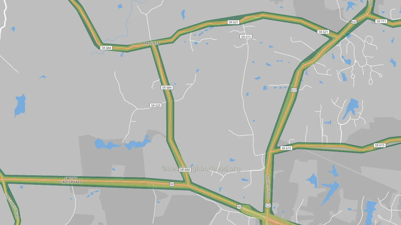 Provost, VA Map of Noise Levels in Provost