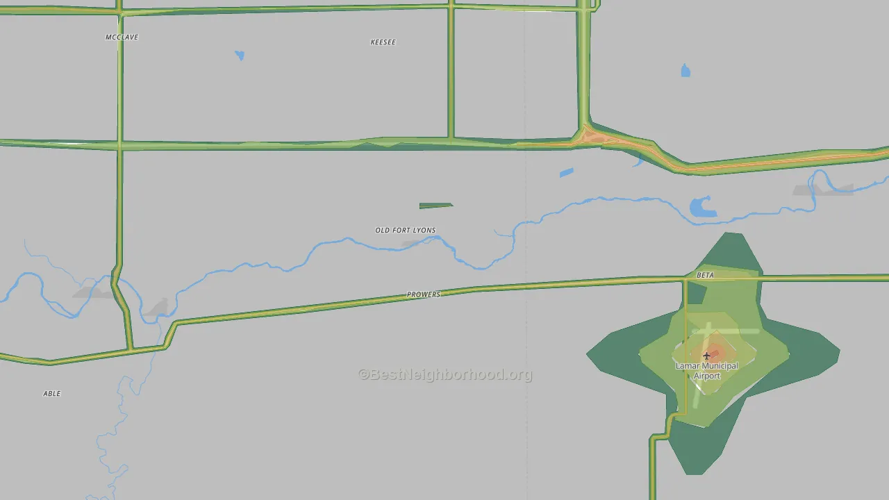 Prowers, CO Map of Noise Levels in Prowers