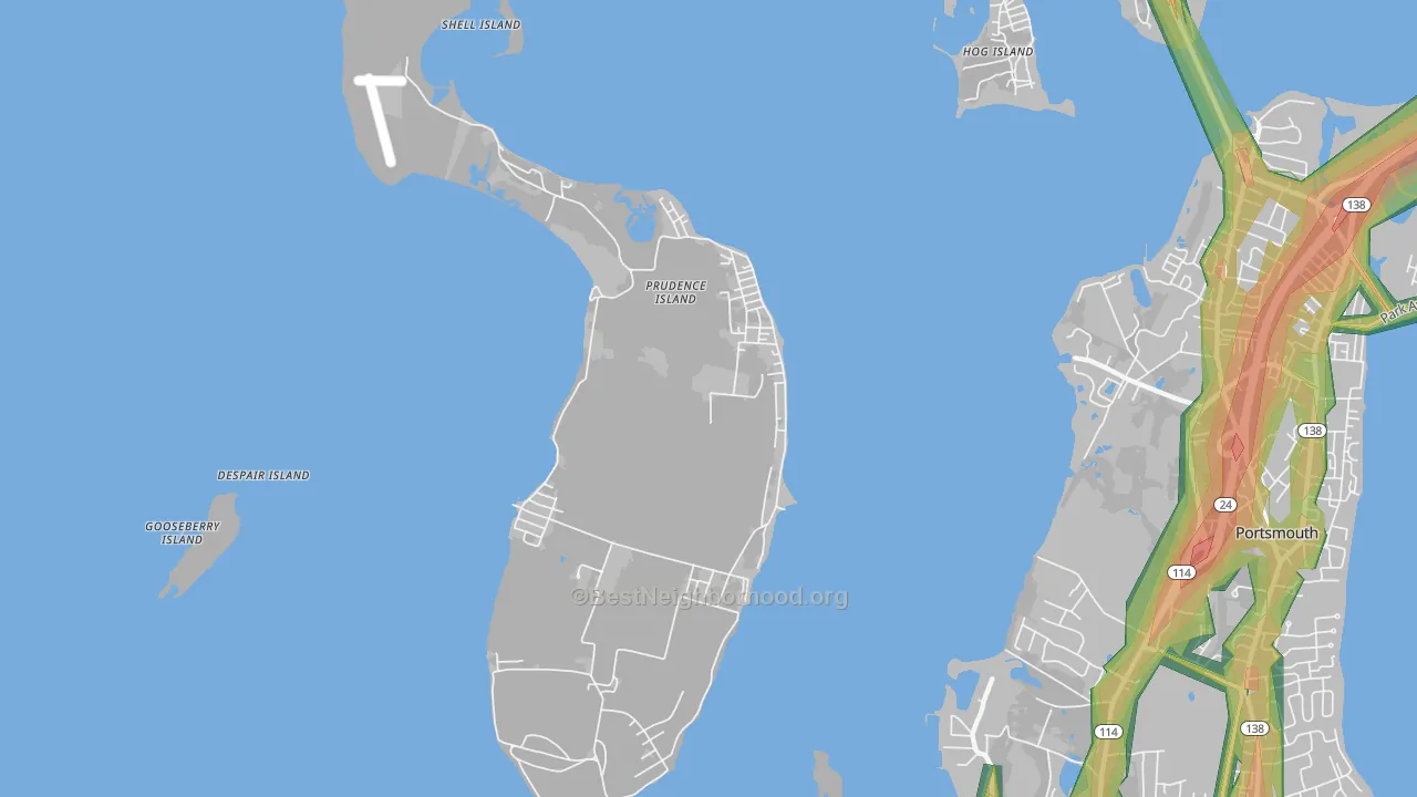 Prudence Island, RI Map of Noise Levels in Prudence Island
