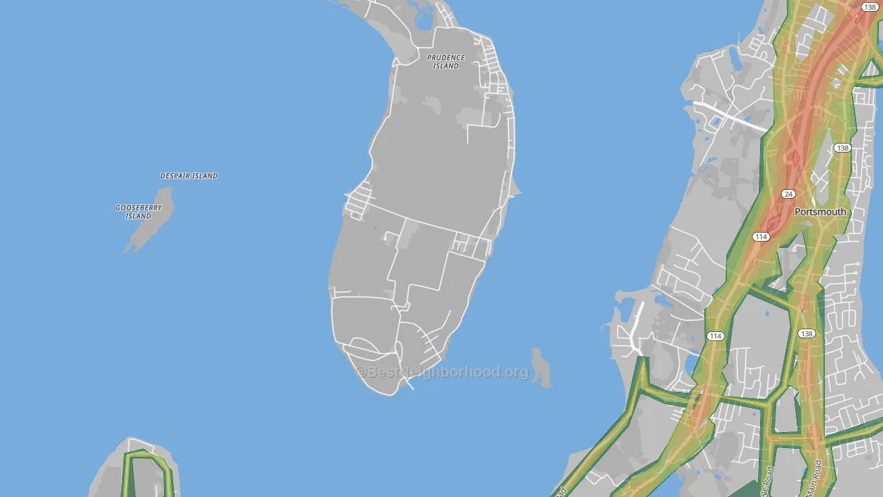Prudence Park, RI Map of Noise Levels in Prudence Park