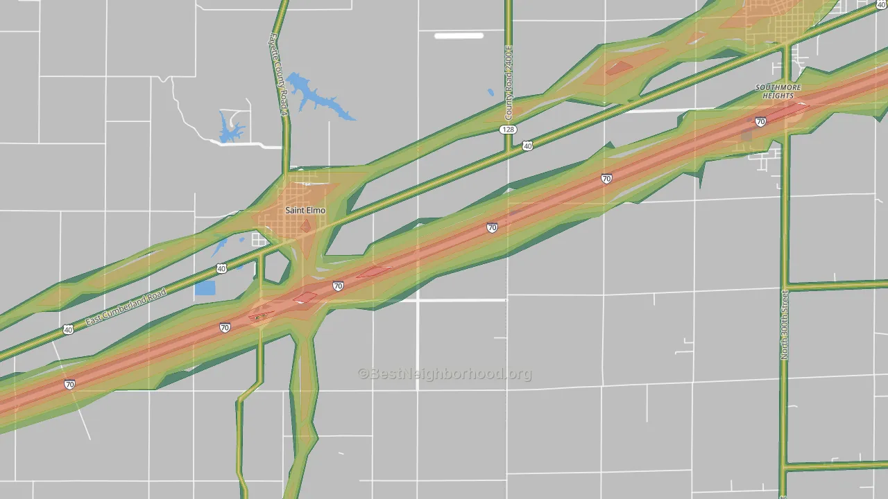 Pruett, IL Map of Noise Levels in Pruett