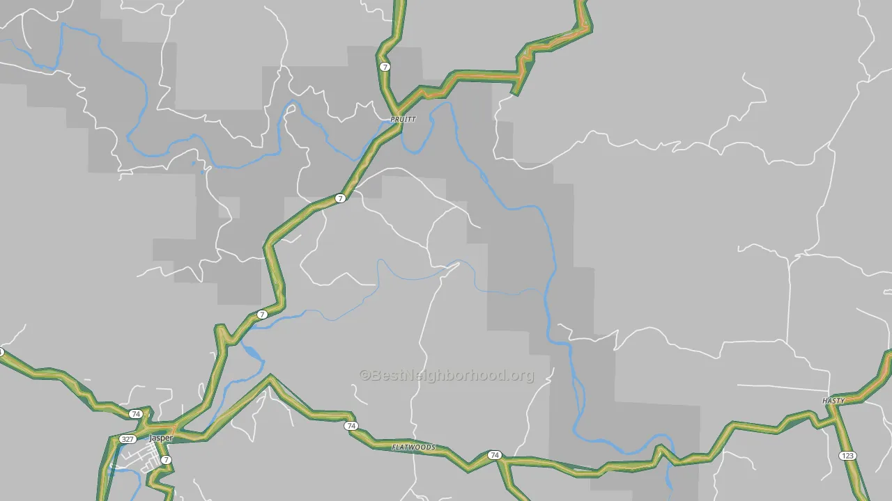 Pruitt, AR Map of Noise Levels in Pruitt