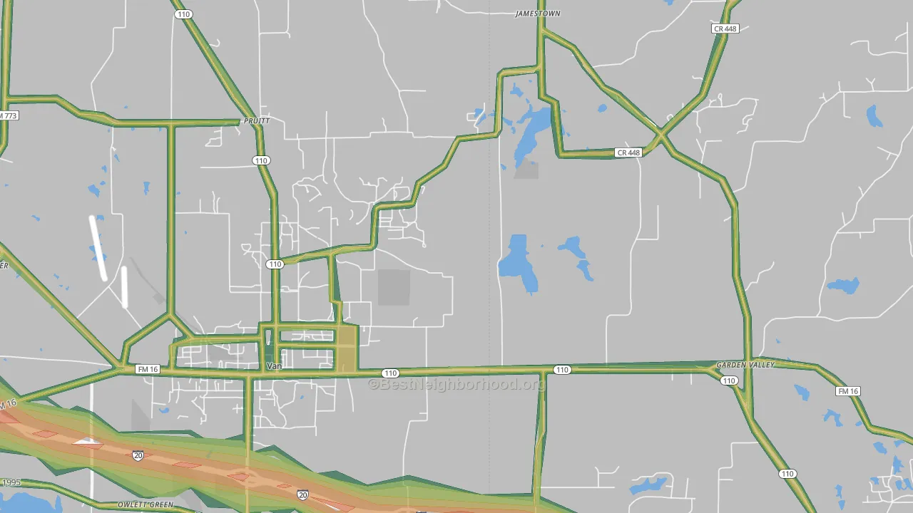 Pruitt, TX Map of Noise Levels in Pruitt
