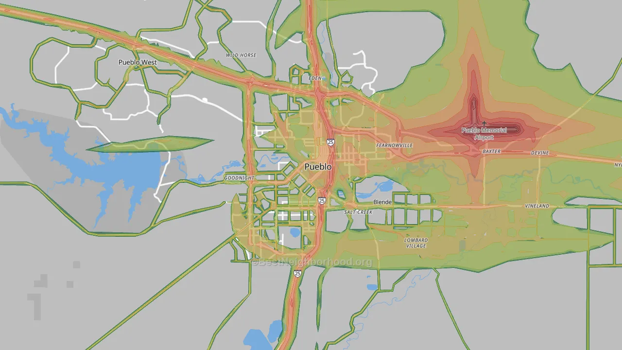 Pueblo, CO Map of Noise Levels in Pueblo