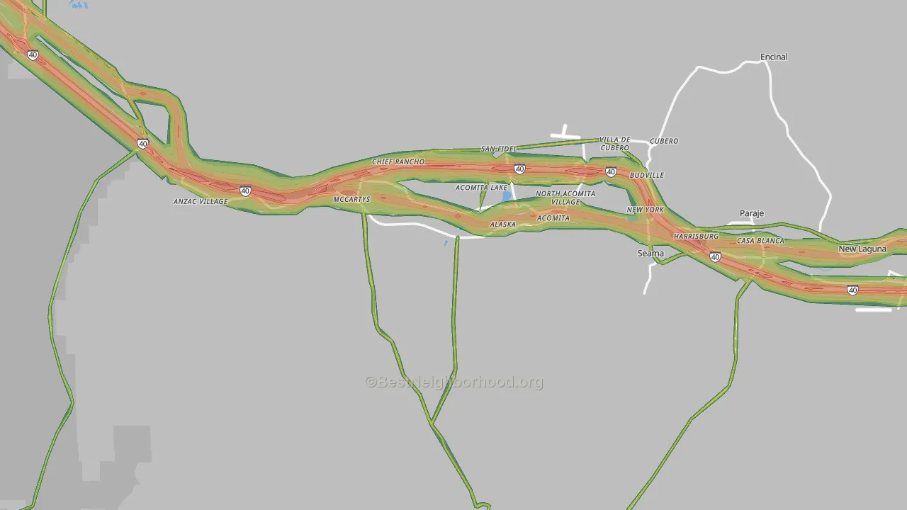Pueblo Of Acoma, NM Map of Noise Levels in Pueblo Of Acoma