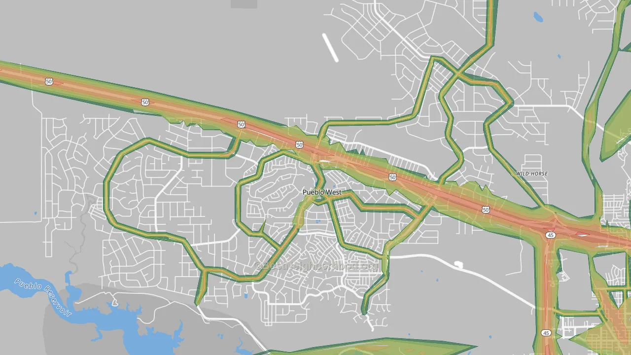 Pueblo West, CO Map of Noise Levels in Pueblo West