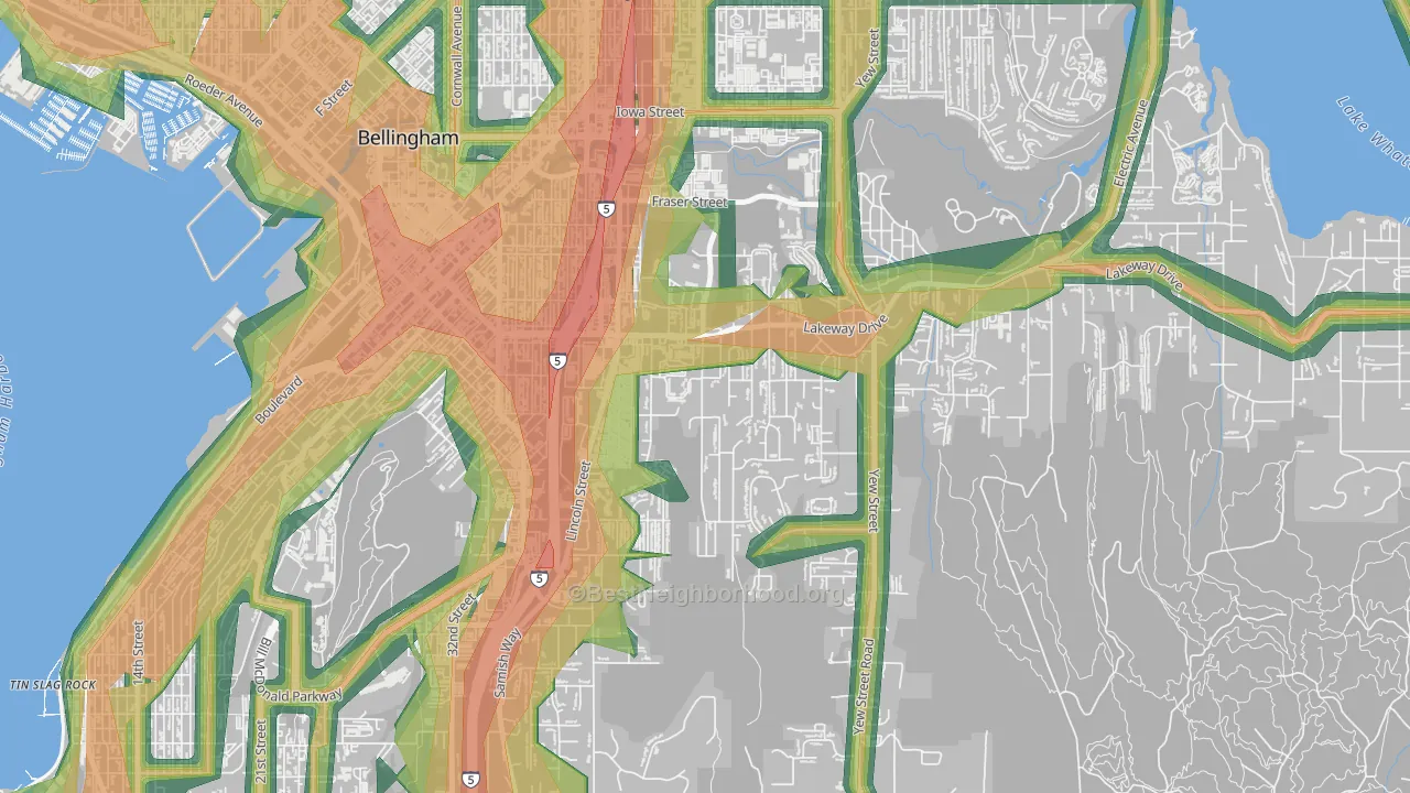 Puget, Bellingham, WA Map of Noise Levels in Puget