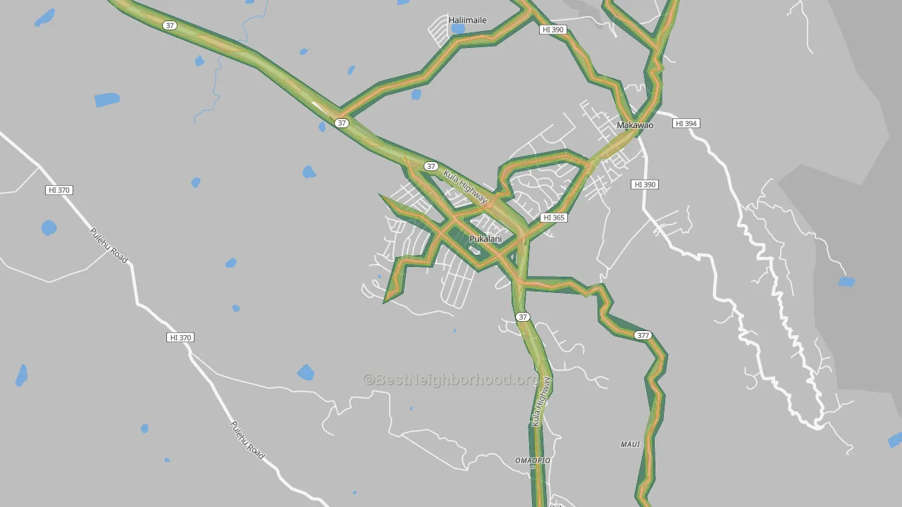 Pukalani, Makawao, HI Map of Noise Levels in Pukalani