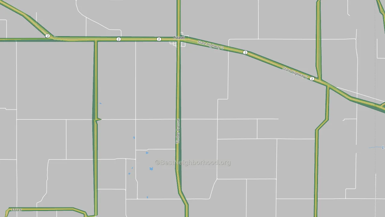 Pulaski, IA Map of Noise Levels in Pulaski