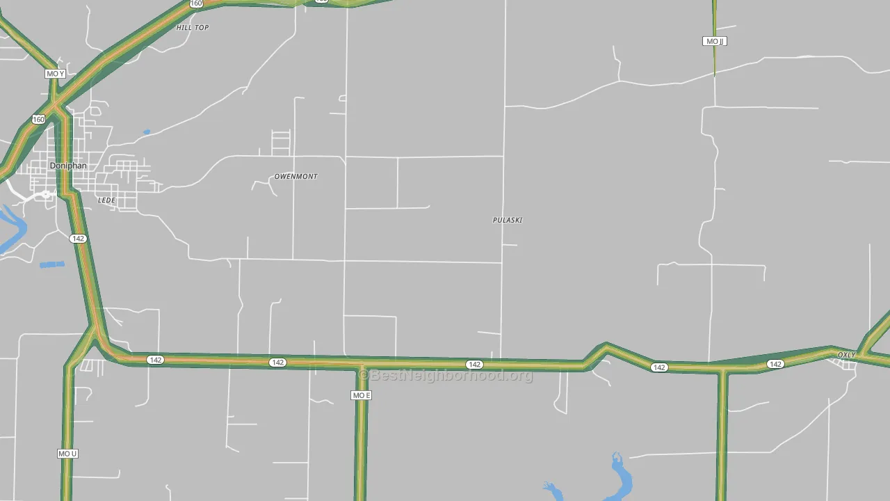 Pulaski, MO Map of Noise Levels in Pulaski