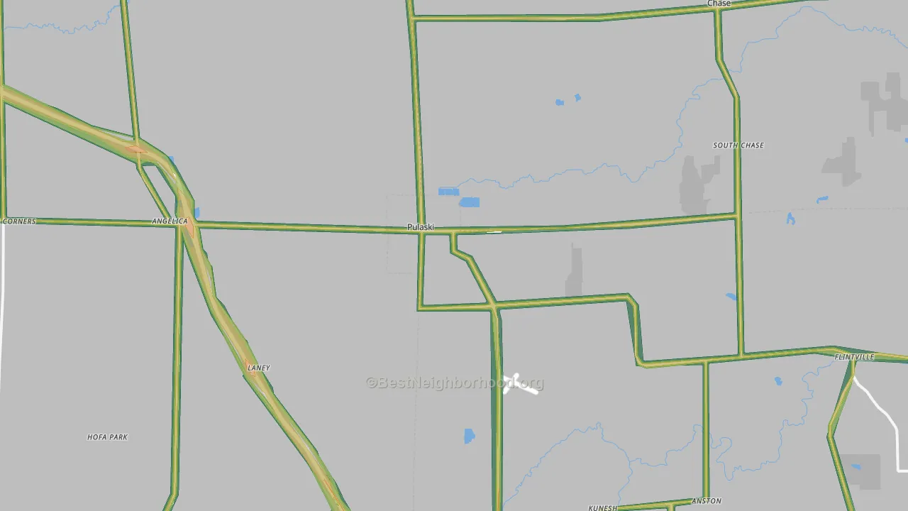 Pulaski, WI Map of Noise Levels in Pulaski
