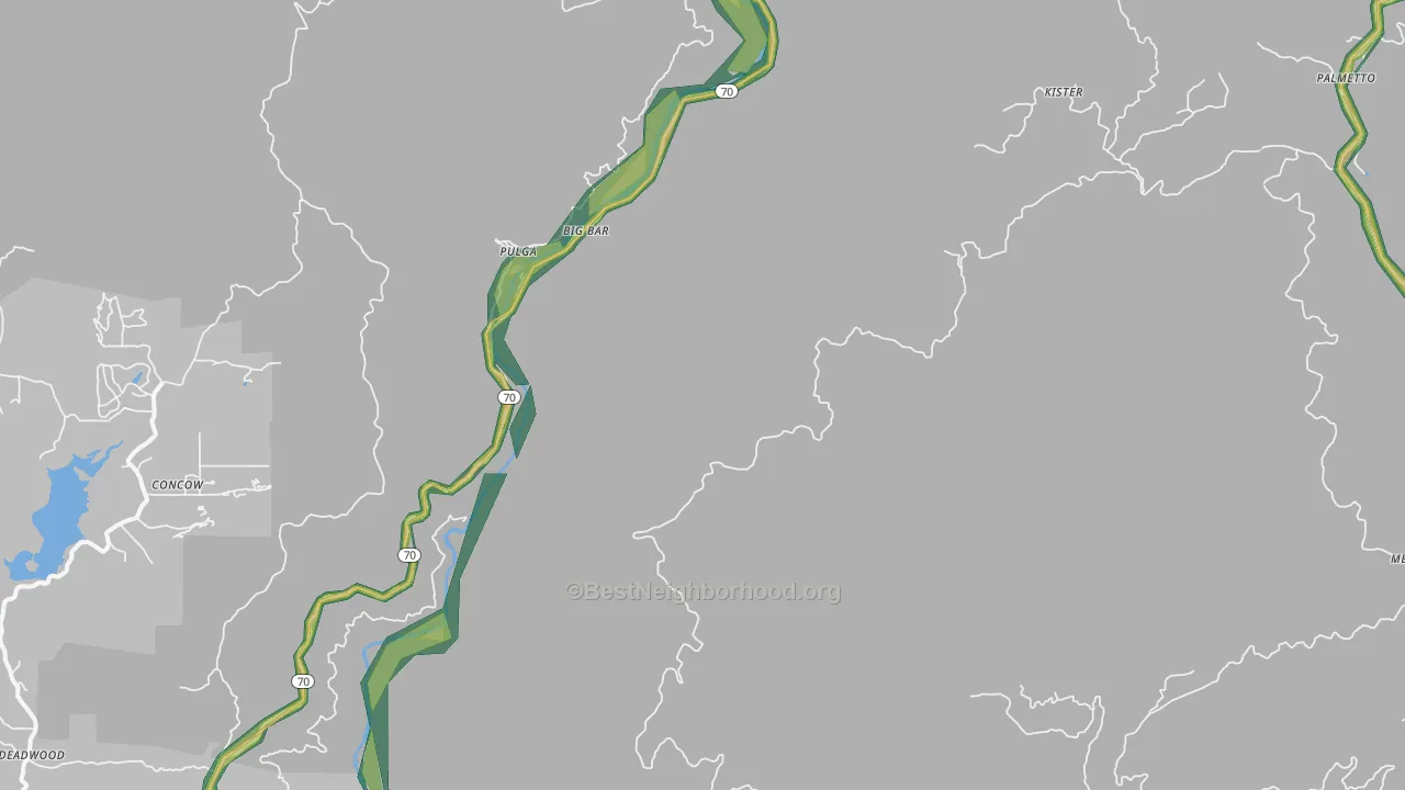 Pulga, CA Map of Noise Levels in Pulga