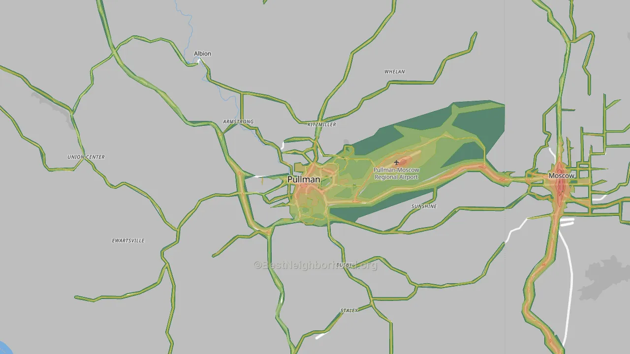 Pullman, WA Map of Noise Levels in Pullman