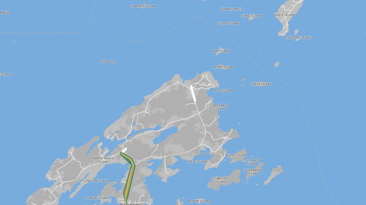 Pulpit Harbor, ME Map of Noise Levels in Pulpit Harbor