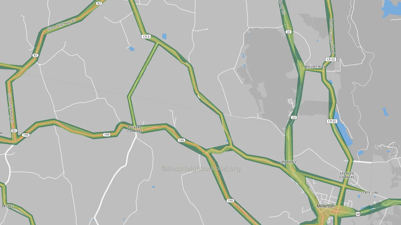 Pulvers Corners, NY Map of Noise Levels in Pulvers Corners