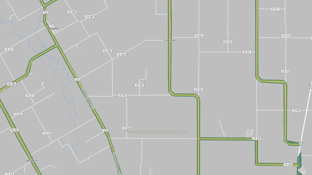 Pumphrey, TX Map of Noise Levels in Pumphrey
