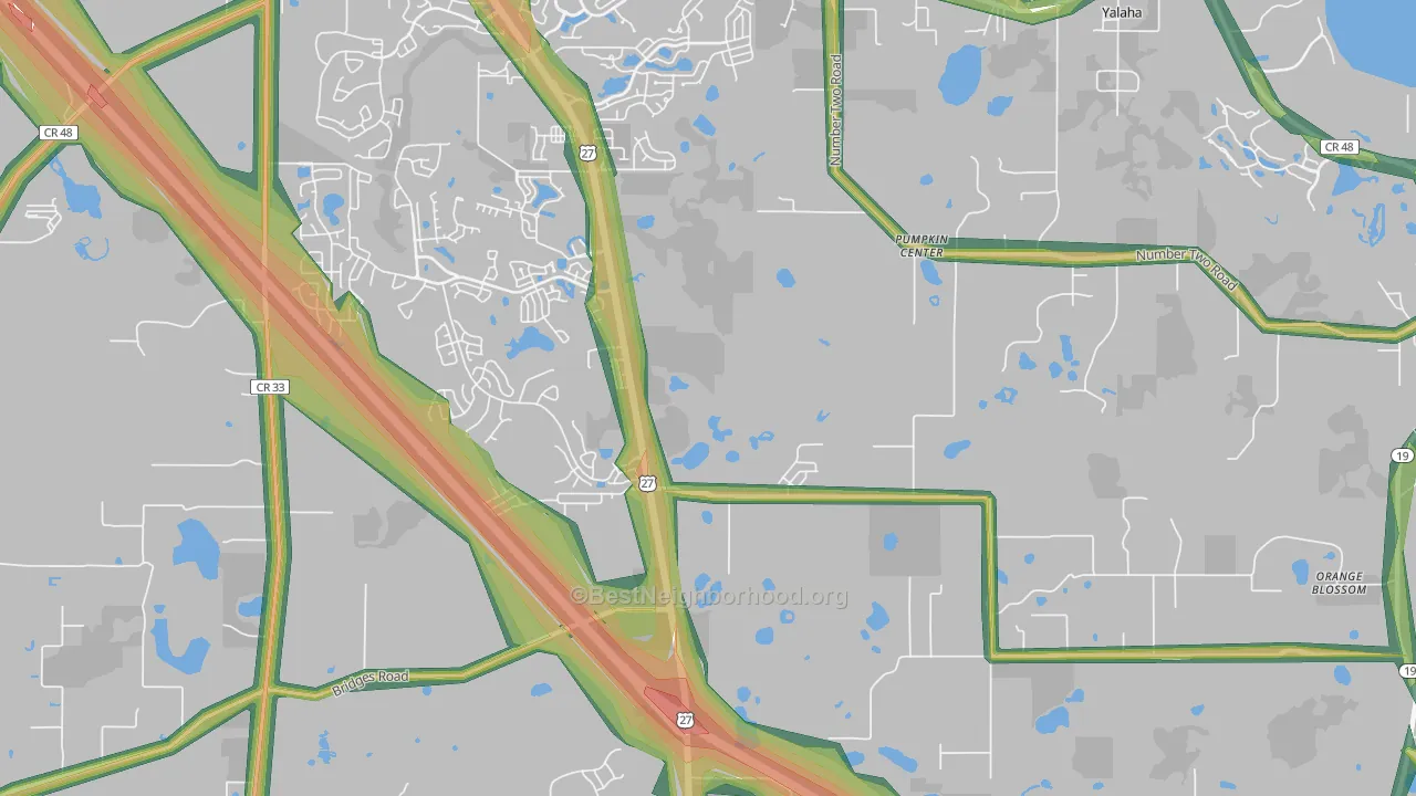 Pumpkin Center, FL Map of Noise Levels in Pumpkin Center
