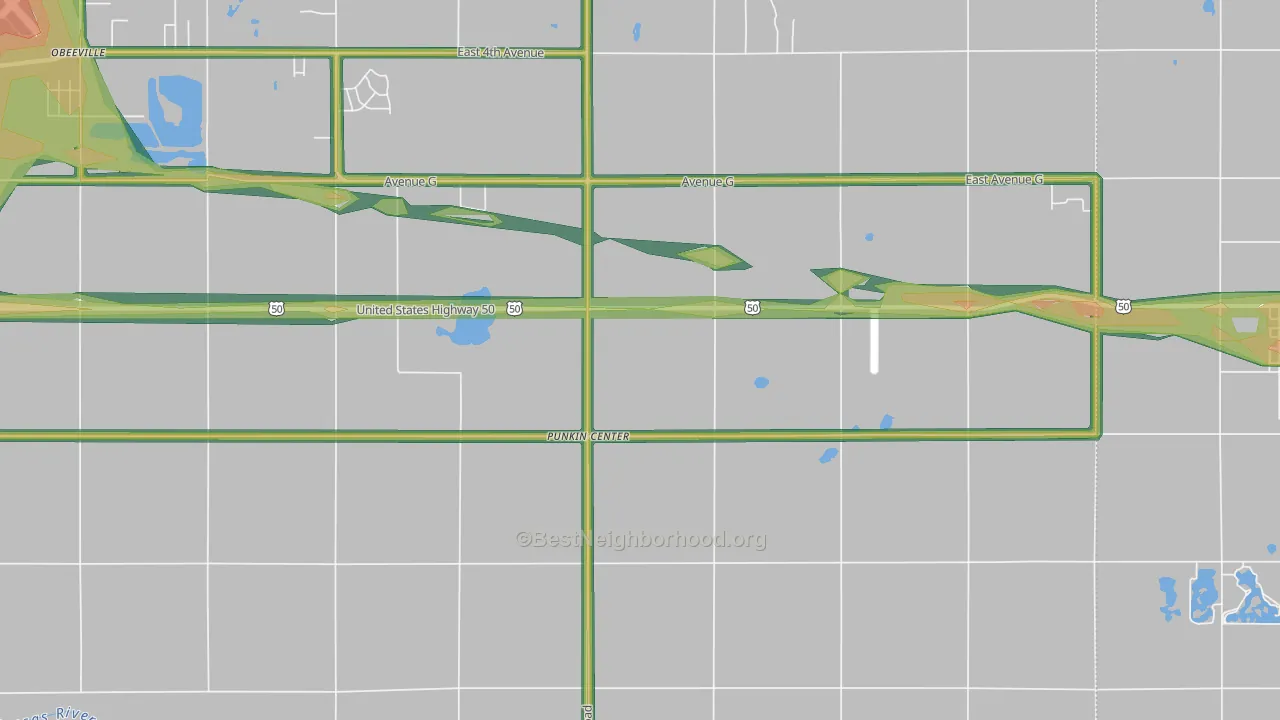 Punkin Center, KS Map of Noise Levels in Punkin Center