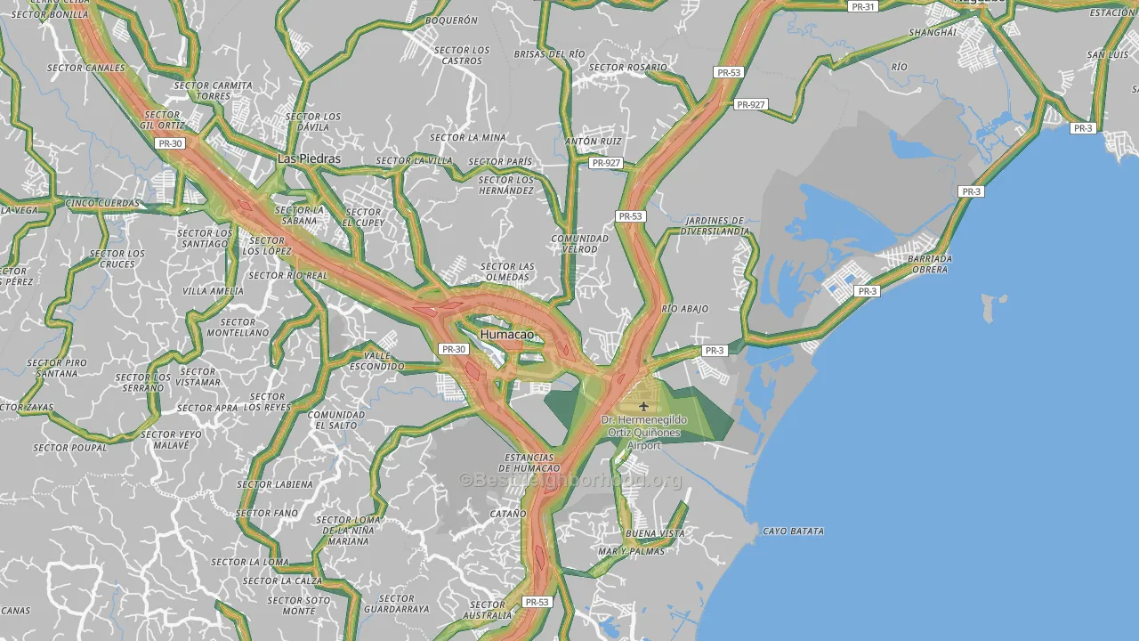 Punta Santiago, PR Map of Noise Levels in Punta Santiago
