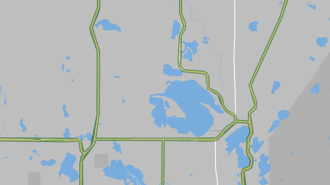 Puposky, MN Map of Noise Levels in Puposky